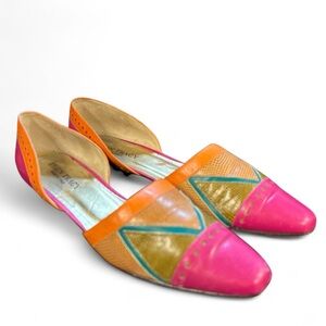 Ellen Tracy Vintagw Pink, Orange, and Gold Flats, Women’s 8.5 Narrow